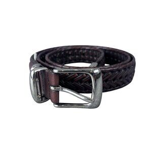 Penny Evans Portfolio Mens 36 Belt Brown Woven Genuine Leather Dress Western